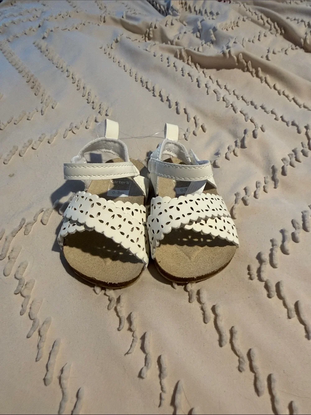 Carter's White Baby Girl Cutout Strap Sandals